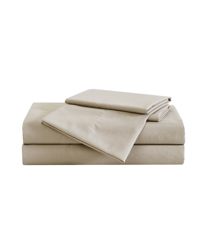 London Fog Garment Wash Solid 4 Piece Sheet Set, Twin Xl Bedding In Khaki