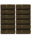 Bc Bare Cotton Luxury Hotel Spa Towel Turkish Cotton Wash Cloths, Set Of 12 In Cocoa
