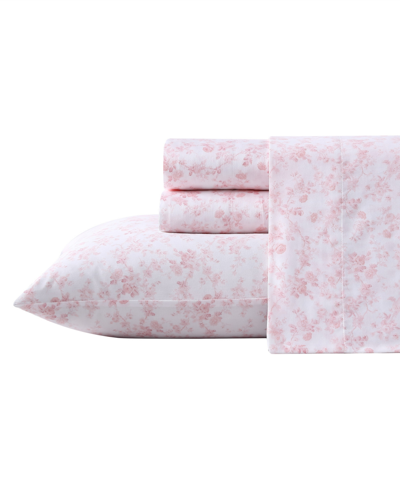 Laura Ashley Bella Cotton Sateen 4-pc. Sheet Set, Queen Bedding In Pale Pink