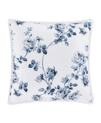 Royal Court Rialto Chelsea Floral Decorative Pillow, 16" X 16" In French Blue
