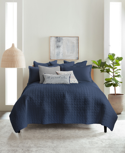 Levtex Mills Waffle Textured 3-pc. Quilt Set, King/california King In Navy