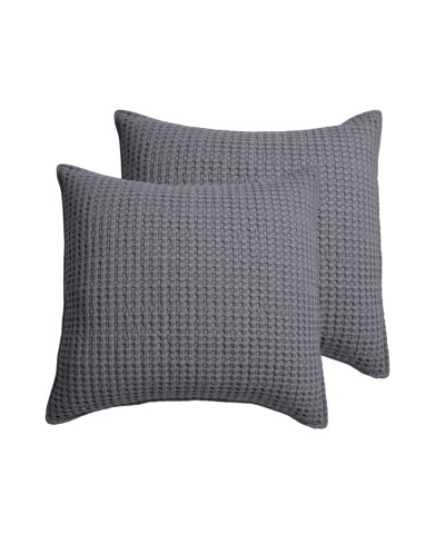 Levtex Mills Waffle Euro Sham - Set Of 2 In Charcoal