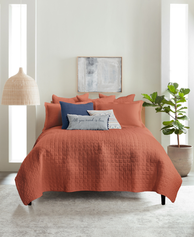 Levtex Mills Waffle Textured 3-pc. Quilt Set, King/california King In Red