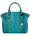 Brahmin Duxbury Croc Embossed Leather Satchel In Peacock