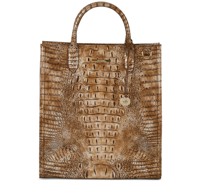 Brahmin Monique Melbourne Embossed Leather Tote In Cashew