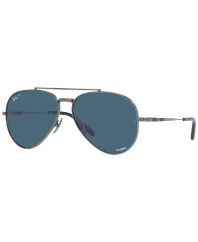Ray Ban Ray-ban Unisex Polarized Sunglasses, Aviator Titanium 58 In Gunmetal