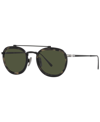 Persol Green Round Titanium Unisex Sunglasses Po5008st 801531 51 In Black