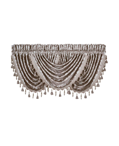 J Queen New York Sicily Waterfall Window Valance, 33" X 49" In Pearl