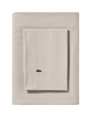 Lacoste Home Solid Cotton Percale Sheet Set, Twin Xl In Pumice