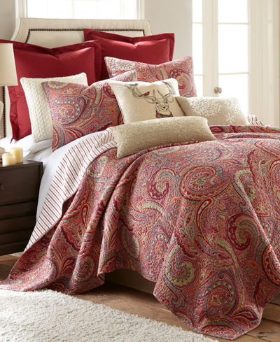 Levtex Spruce Coral Paisley Reversible King Quilt Set In Red