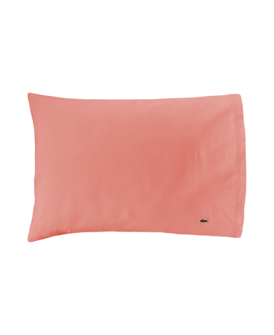 Lacoste Home Solid Cotton Percale Pillowcase Pair, Standard In Canyon