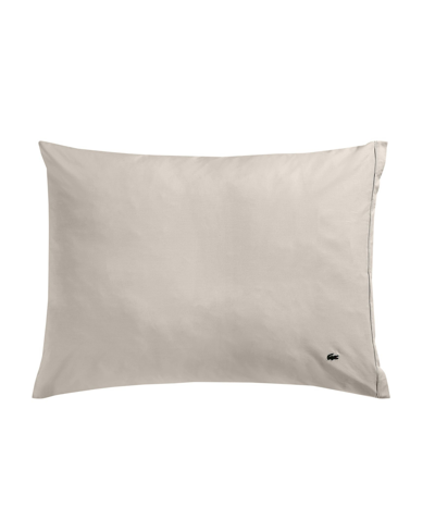 Lacoste Home Solid Cotton Percale Pillowcase Pair, Standard In Pumice