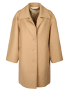 Palm Angels Beige Wool-blend Single-breasted Coat In Beige