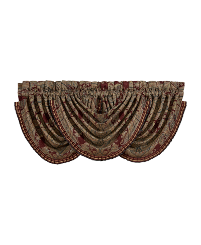 J Queen New York Garnet Waterfall Window Valance, 33" X 49" In Medium Red