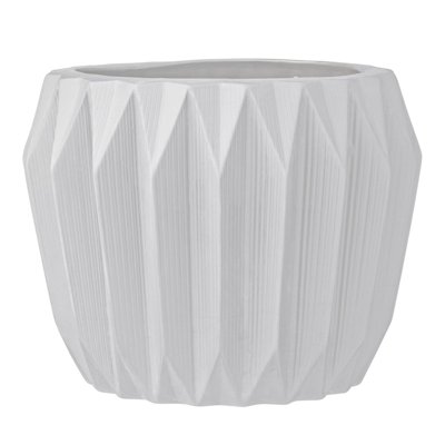 Bloomingville White Fluted Stoneware Flower Pot