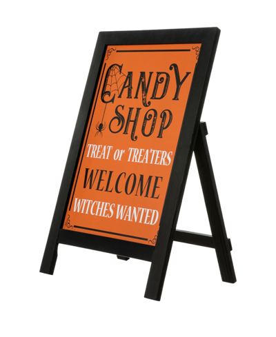 Glitzhome Halloween Wooden "candy Shop" Standing Easel Sign Or Hanging Decor, 24" In Multi
