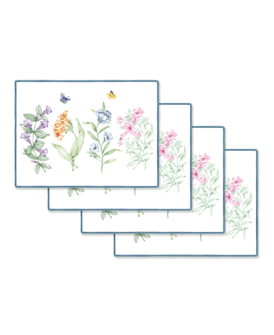 Lenox Butterfly Meadow Garden Cork Placemats, Set Of 4 In White Multi