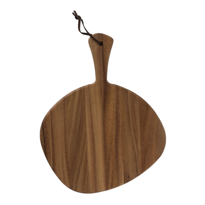 Bloomingville Irregular Shaped Acacia Wood Cutting Board/tray With Leather Strap In Medium Bro