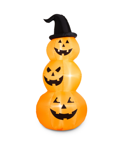 Glitzhome Lighted Inflatable Stacked Jack-o-lantern Pumpkins Decor, 8' In Multi