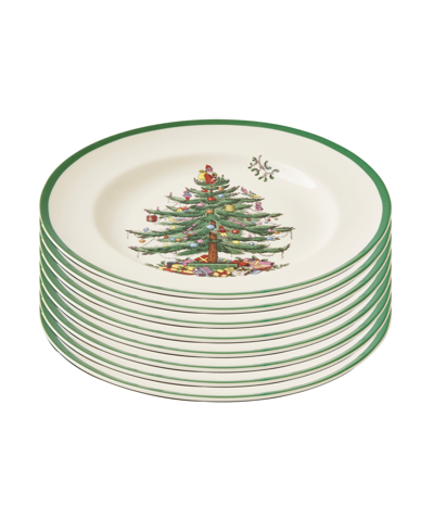 Spode Christmas Tree Dinner Plates, Set Of 8 In Green