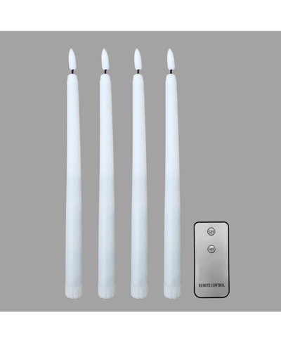 Jh Specialties Inc/lumabase Battery Operated Wick Flame Taper Candles With Remote Control, Set Of 4 In White