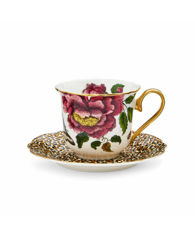 Spode Creatures Of Curiosity Leopard Teacup And Saucer In Multicolor
