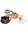 Certified International Scaredy Cat Set Of Four 3d Mugs In Multi Color