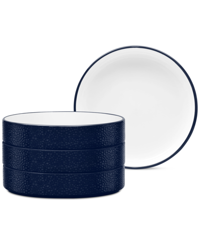Noritake Colortex Stone Stax Deep Plates, Set Of 4 In Navy