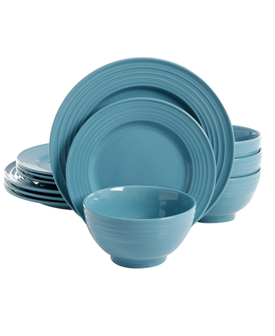 Gibson Home Plaza Cafe 12 Piece Dinnerware Set In Turquoise