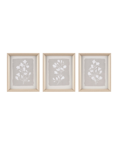 Madison Park 3 Piece Fair Florets Printed Framed Graphic Wall Art, 14" X 12" In Beige