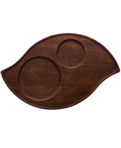 Noritake Kona Wood Wave Serving Tray, 16.75" In Dark Wood Stain