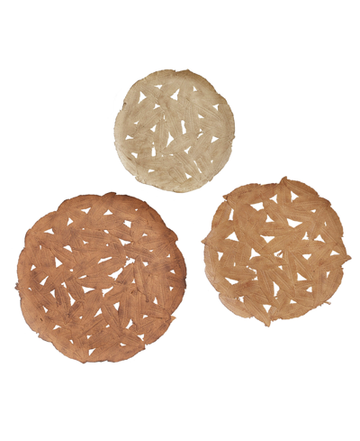 Madison Park Rossi Feather Painted Round Wall Decor, 3 Piece In Spice