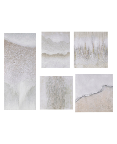 Madison Park Natural Essence Abstract Hand Embellished Glitz Gallery Canvas Wall Art, 5 Piece In Neutral