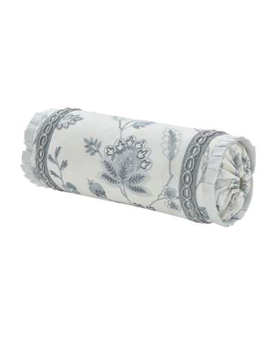 J Queen New York Blue Garden Neckroll Decorative Pillow, 7" X 17"