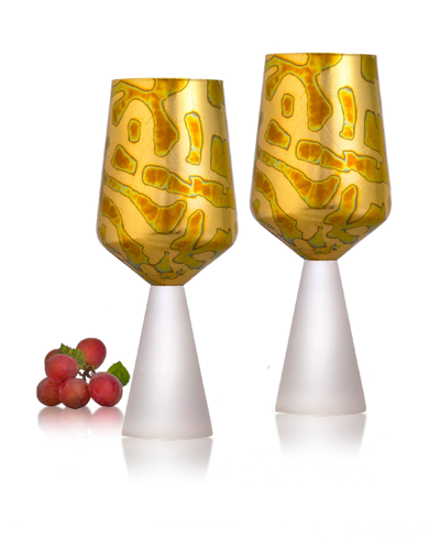 Qualia Glass Roman All Purpose Wine Glasses, Set Of 2, 15 oz In Gold-tone