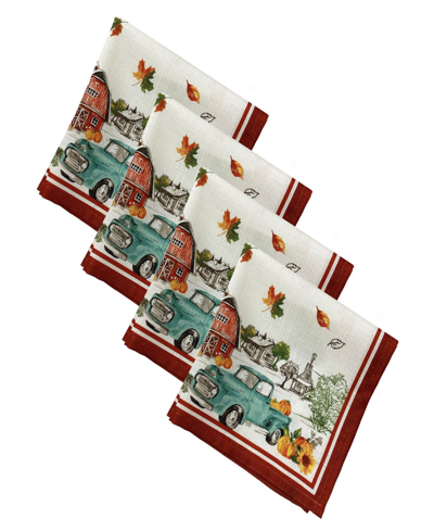 Elrene Farm Fresh Pumpkin Truck Fall Napkin, Set Of 4 In Multi