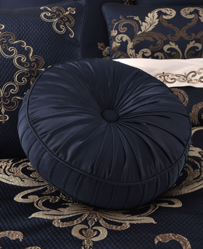 J Queen New York Caruso Tufted Decorative Pillow, 15" Round In Royal Blue
