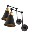 Jonathan Y Rover Adjustable Classic Glam Arm Led Wall Sconce, Set Of 2 In Black