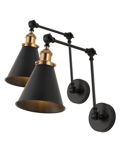 Jonathan Y Rover Adjustable Classic Glam Arm Led Wall Sconce, Set Of 2 In Black
