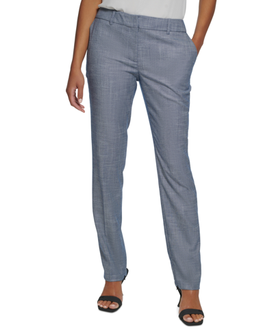 Calvin Klein Petite Mid-rise Ankle-zip Pants In Grey