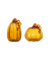 Glitzhome Amber Crackle Pumpkin, Set Of 2 In Pumpkin