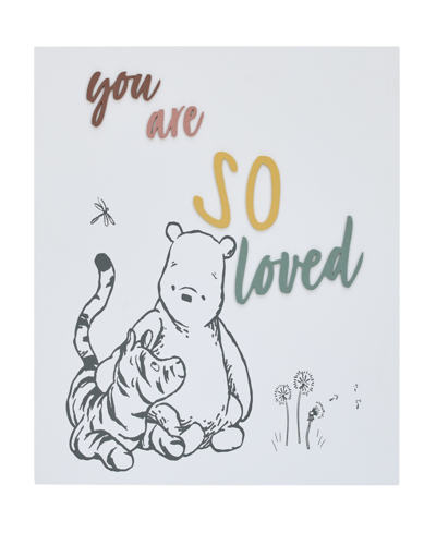 Disney Classic Winnie The Pooh And Tigger 'you Are So Loved' Wood Wall Decor, 14" X 14" Bedding In Light Beige