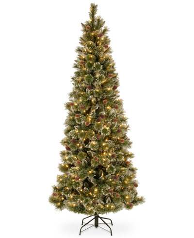 National Tree Company Glittery Bristle R Slim Pine Tree With Lights, 90" In Green