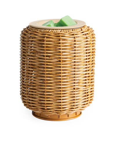 Candle Warmers Wicker Lantern Illumination Fragrance Warmer In Light Pastel Brown