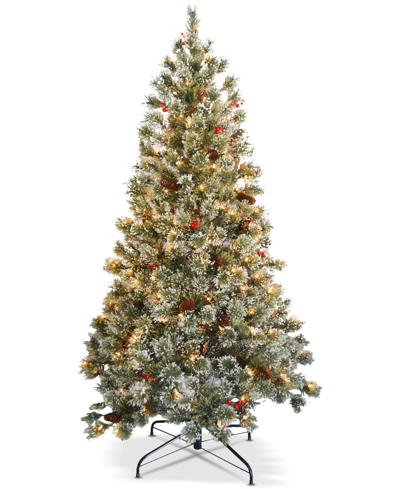 National Tree Company 6' Crystal Cashmere Tree With Pine Cones, Red Berries & 200 Clear Lights In Green