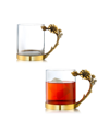 Qualia Glass Antique-like Mugs, Set Of 2, 14 oz In Clear/gold-tone
