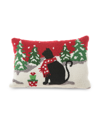 Glitzhome Hooked Christmas Cat Pillow, 18" X 12" In Multi