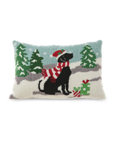 Glitzhome Hooked Christmas Dog Pillow, 18" X 12" In Multi