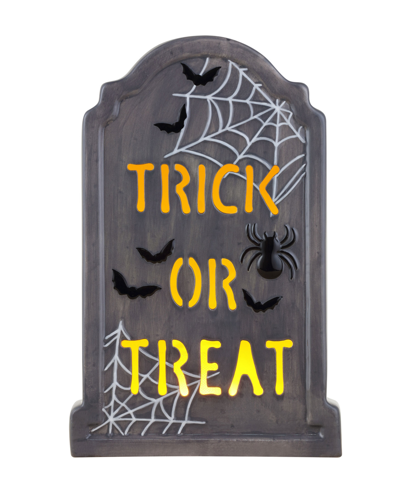 Mr. Halloween 10" Led Tombstone -trick Or Treat In Gray