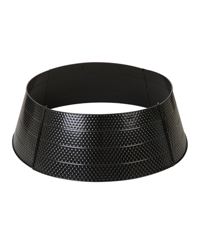 Glitzhome 40.5" Christmas Hammered Metal Tree Collar In Black